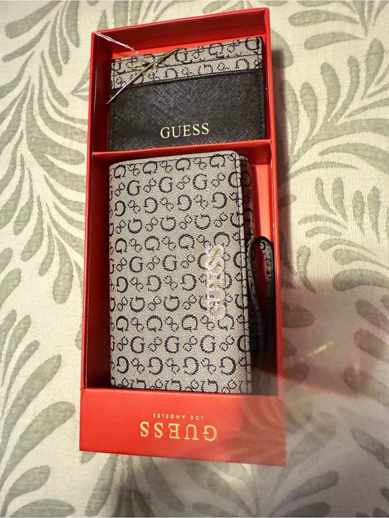 Guess Handbags - Guess Monogram Wristlet Wallet in Beige and Black